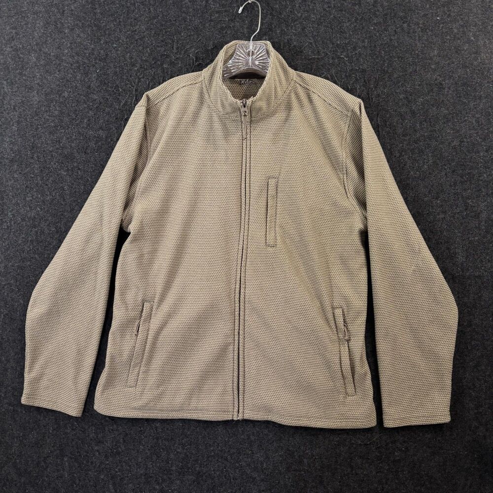 Mountain Khakis Apex Jacket Men's Large Beige Fleece Full Zip Pockets Pullover